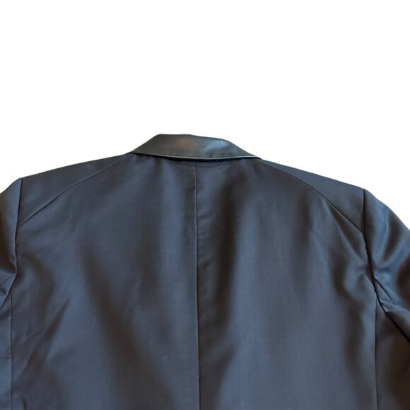 Rag & Bone Navy Blue Wool Blazer Jacket Lamb Leather Trim Size 12 Women's - Picture 7 of 11